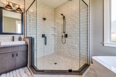 Open Shower with Frameless Glass